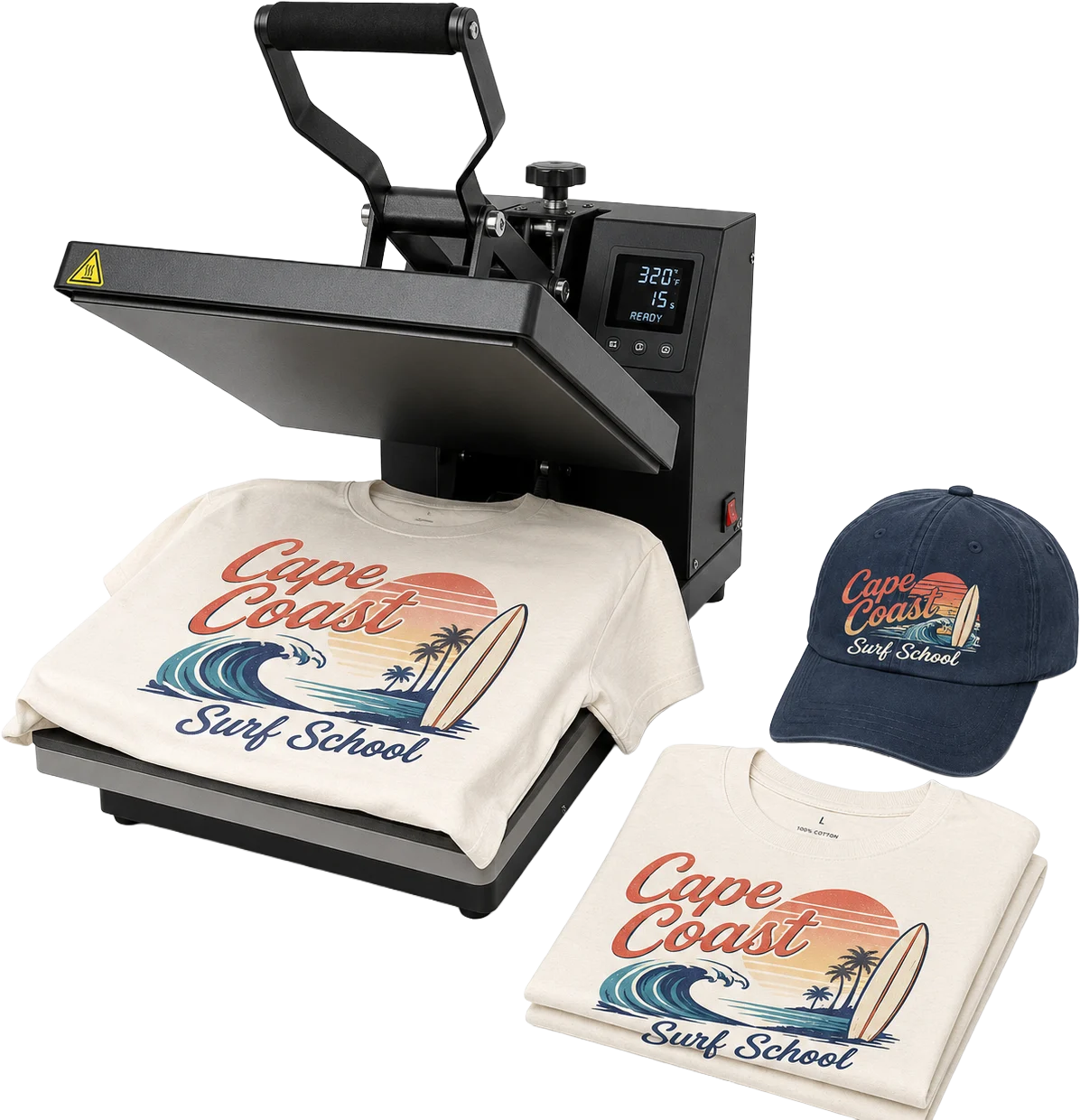 Custom club t-shirts and apparel, heat-pressed